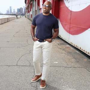 Collars & Co. - Lucca Luxury Touch Cotton and Silk T-Shirt Navy size L